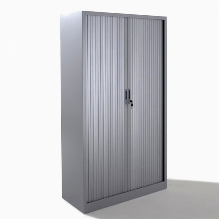 Armoire métal haute à rideaux L120 Gris / Gris – Image 1