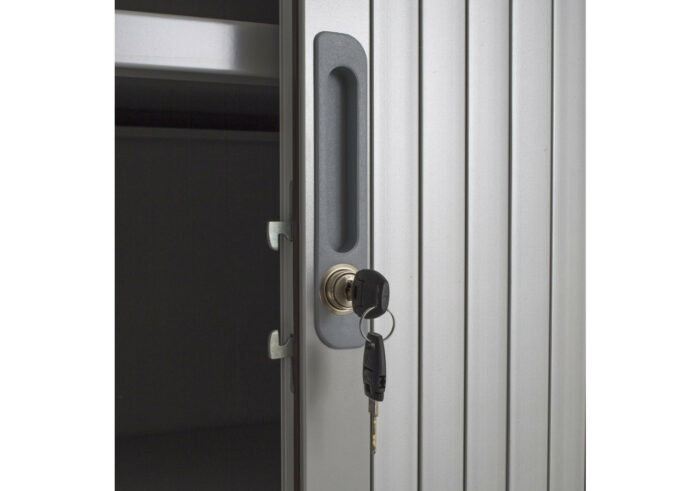 Armoire métal haute à rideaux L120 Gris / Gris – Image 4