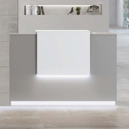 Banque d'accueil DELTA PLUS L144 avec rehausse et éclairage LED